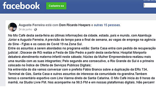 Augusto Ferreira - Facebook